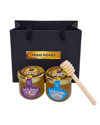 Bolsa regalo degustación de miel (2 tarros 28 g)